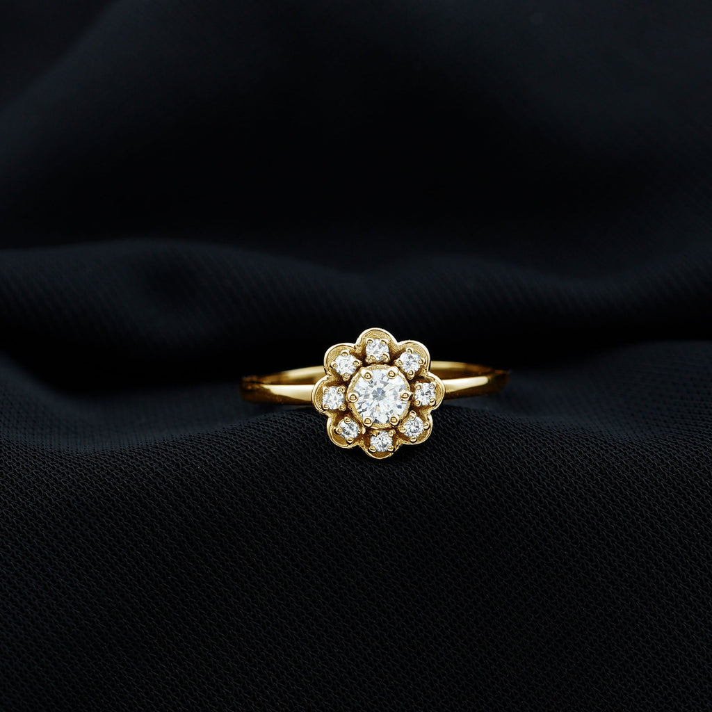 Certified Lab Grown Diamond Flower Promise Ring For Women