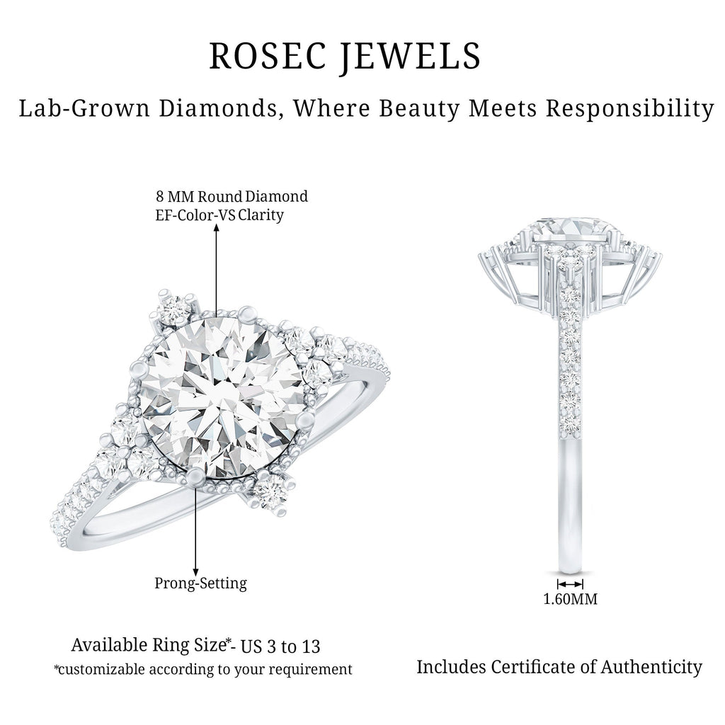 8 mm Lab Grown Diamond Vintage Inspired Engagement Ring