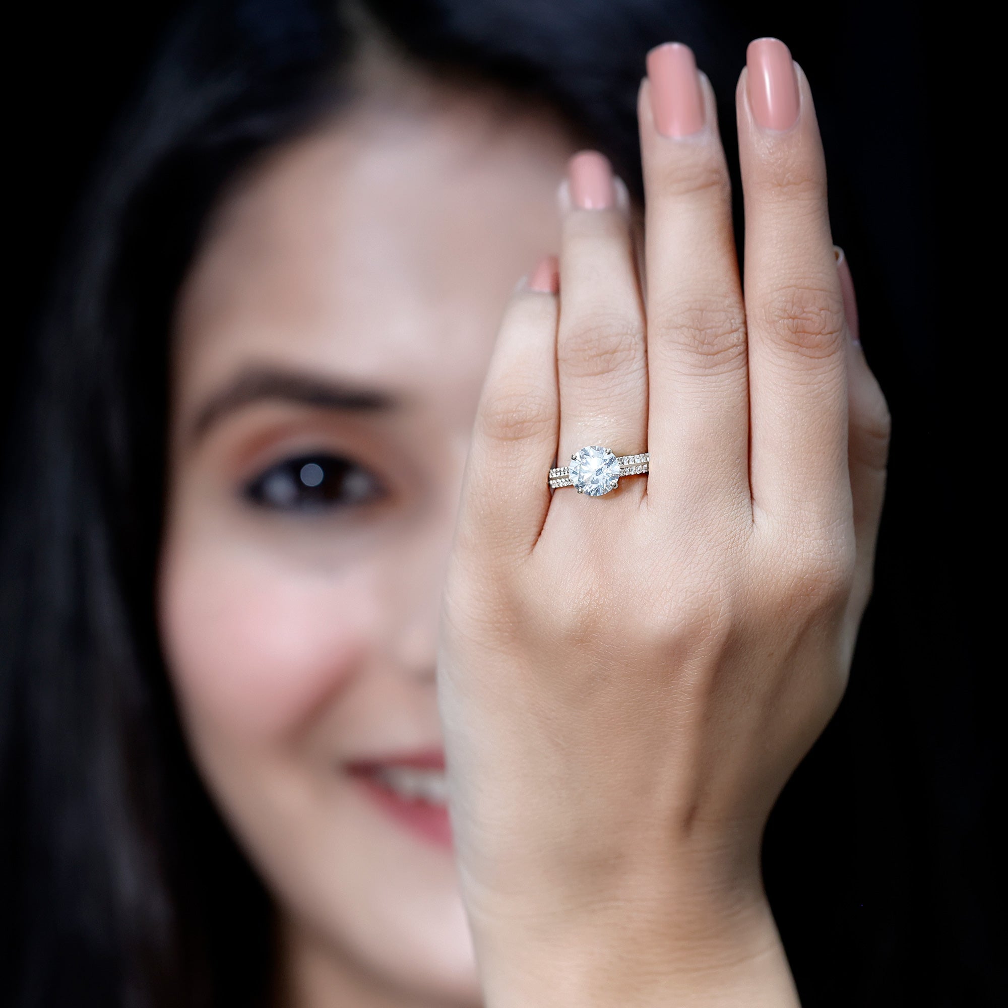 Certified Lab Grown Diamond 2 Carat Simple Engagement Ring With Side Stones