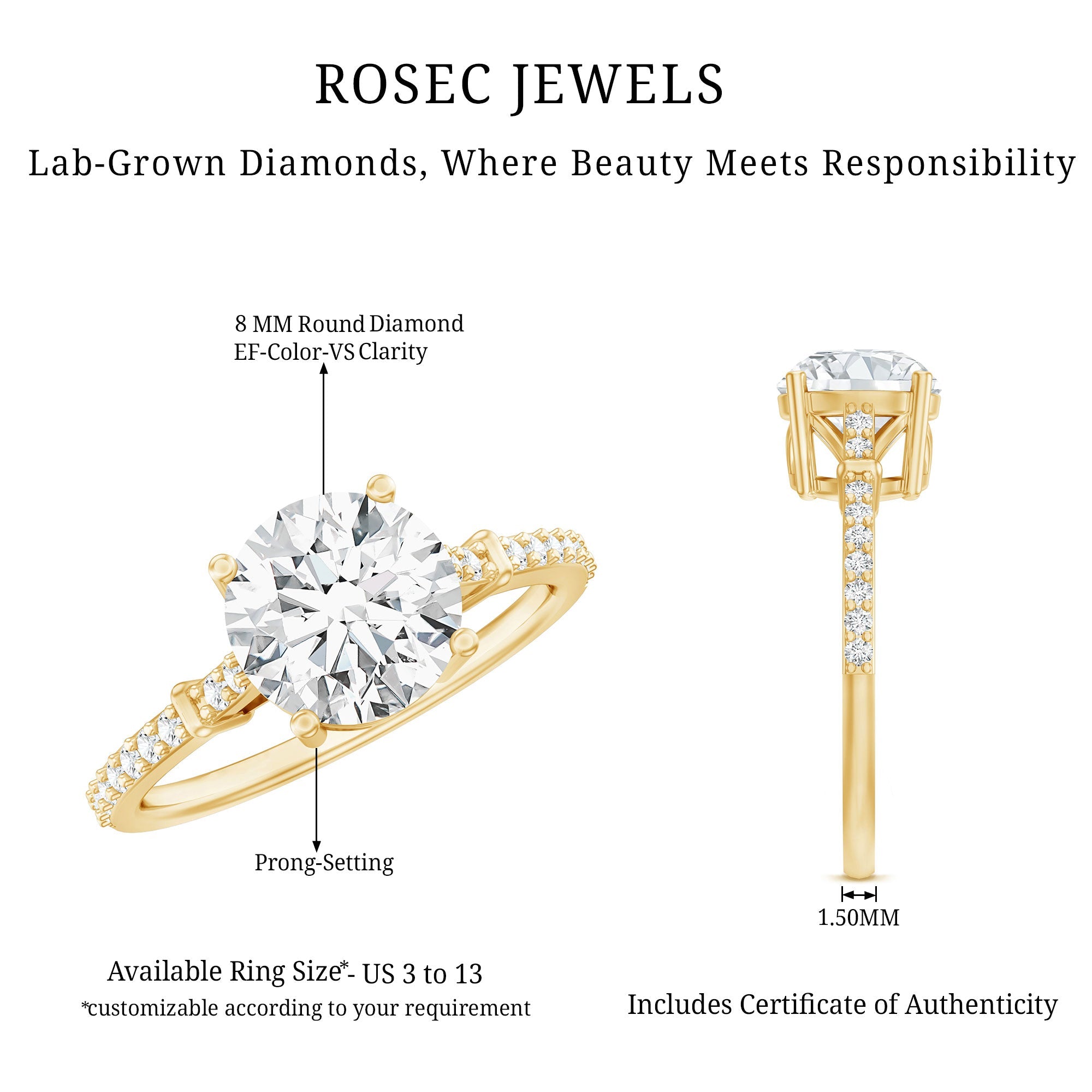 Certified 2 Carat Lab Grown Diamond Simple Engagement Ring