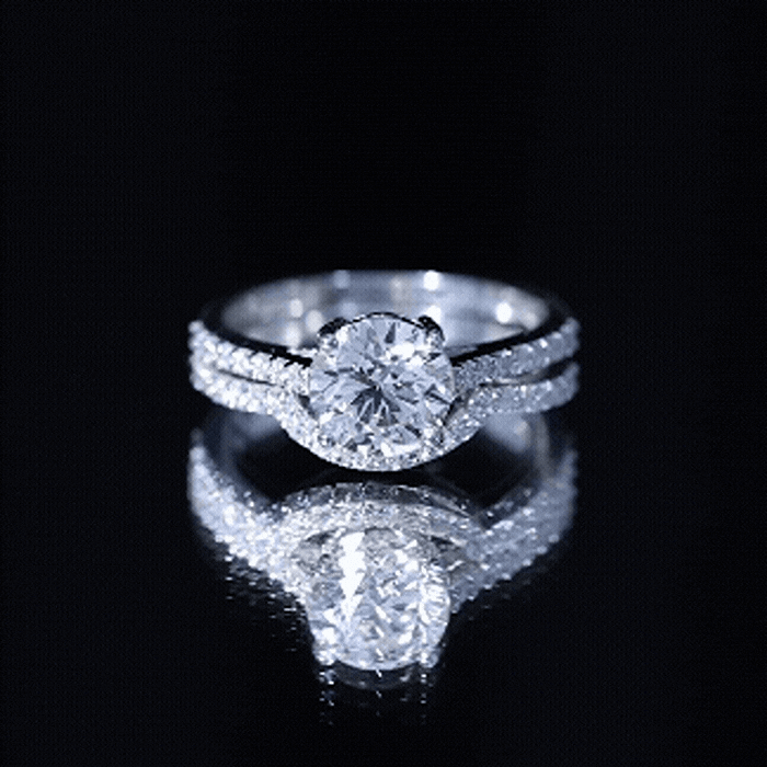 Lab Grown Diamond 8 MM Round Engagement Ring With Ring Guard