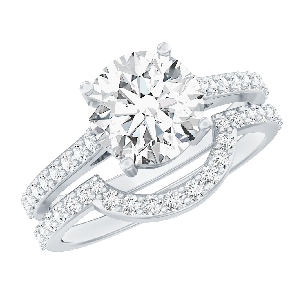 Lab Grown Diamond 8 MM Round Engagement Ring With Ring Guard
