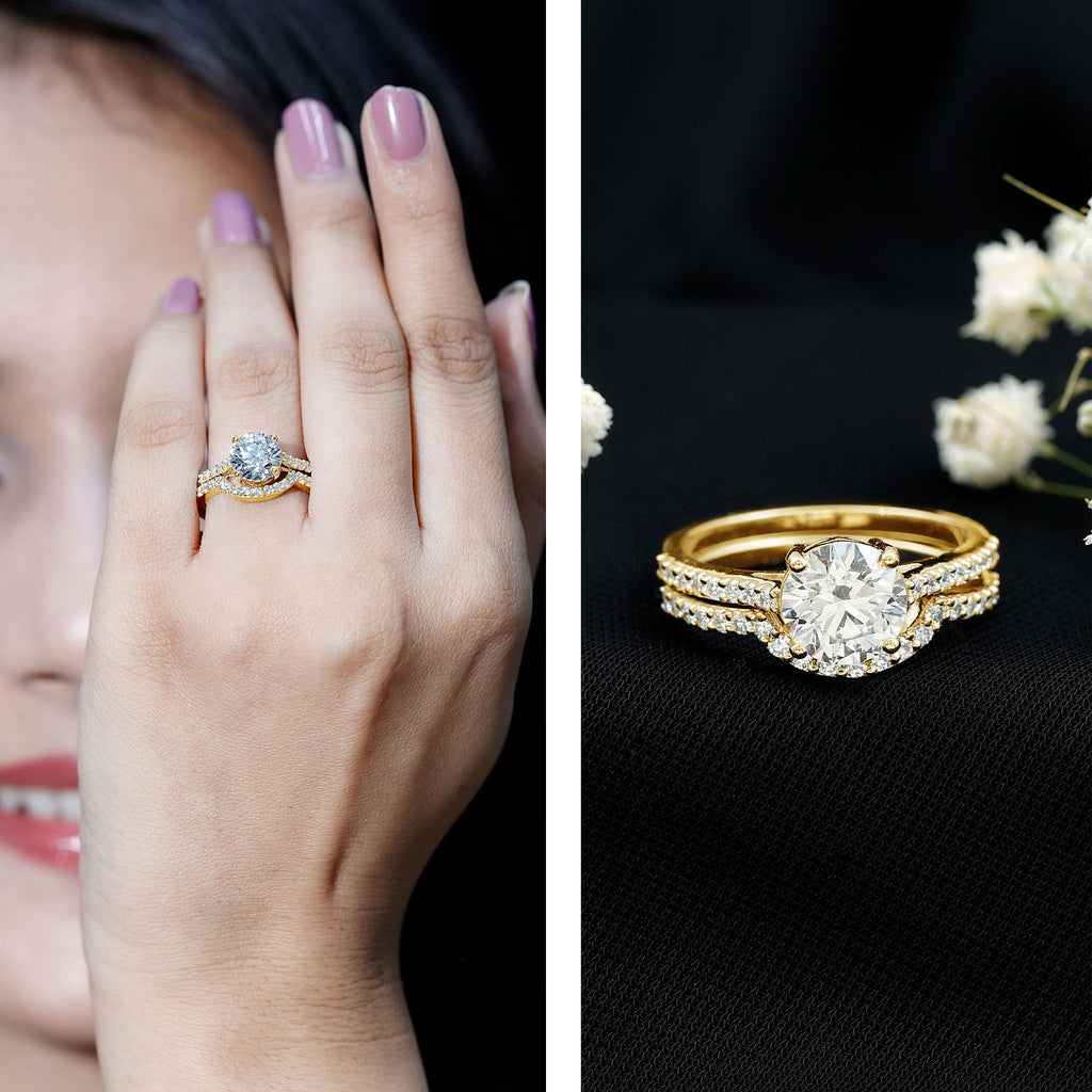 Lab Grown Diamond 8 MM Round Engagement Ring With Ring Guard