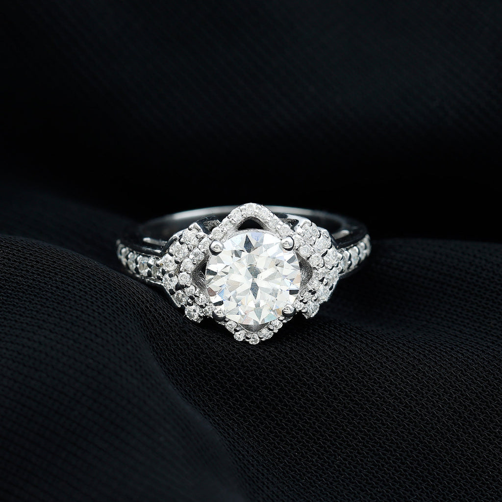 Certified 8 MM Lab Grown Diamond Vintage Style Engagement Ring