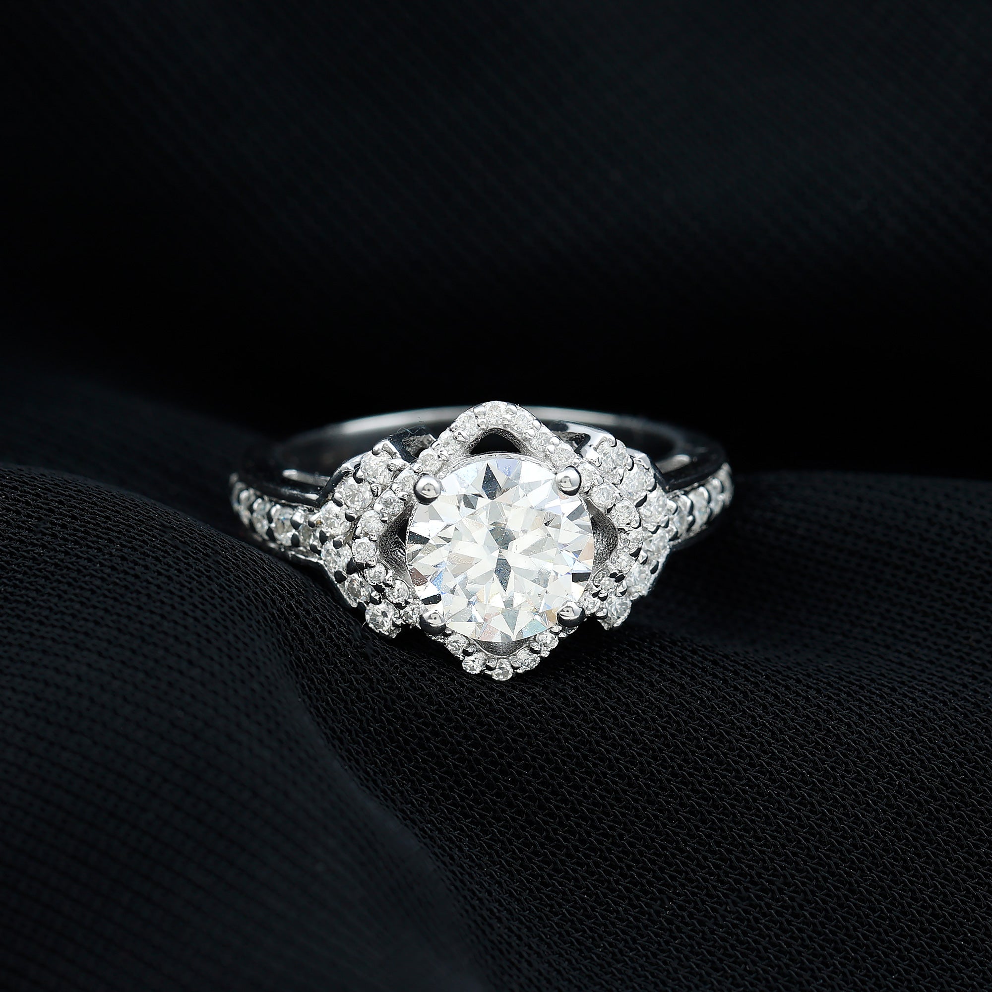 Certified 8 MM Lab Grown Diamond Vintage Style Engagement Ring