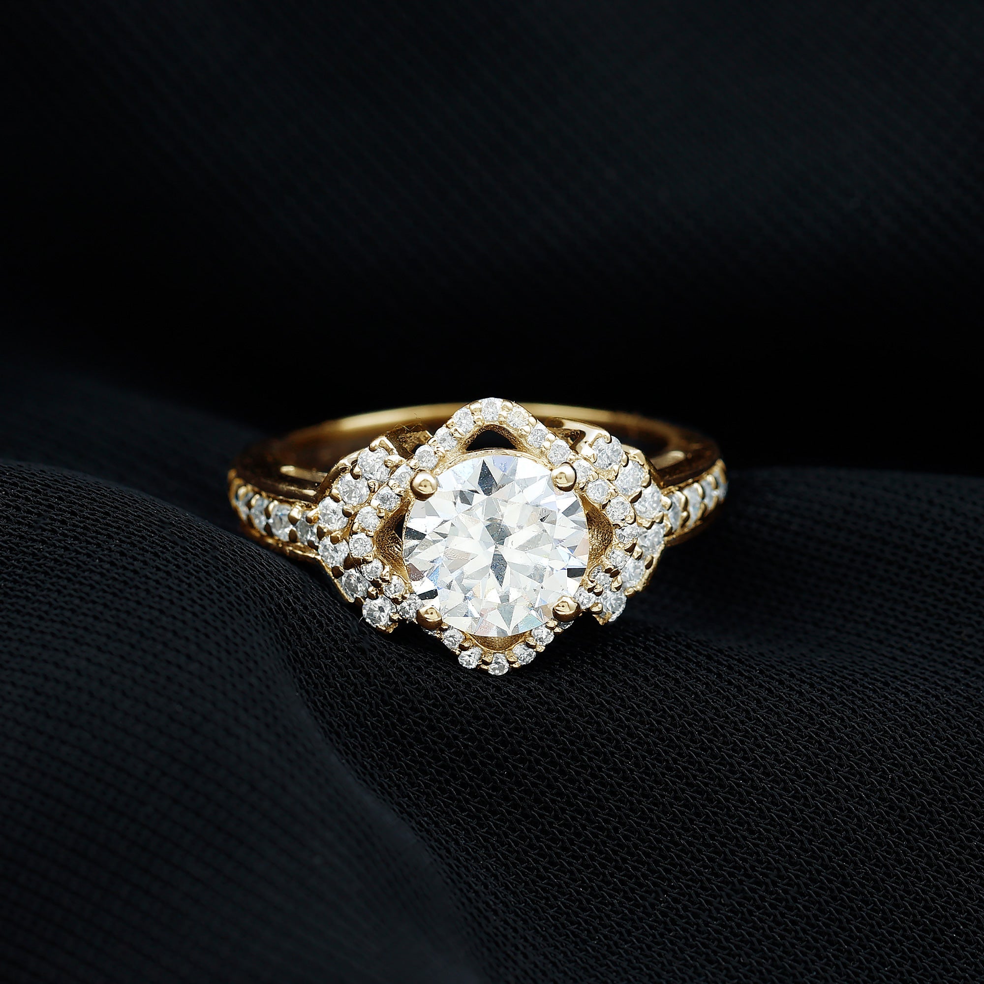 Certified 8 MM Lab Grown Diamond Vintage Style Engagement Ring
