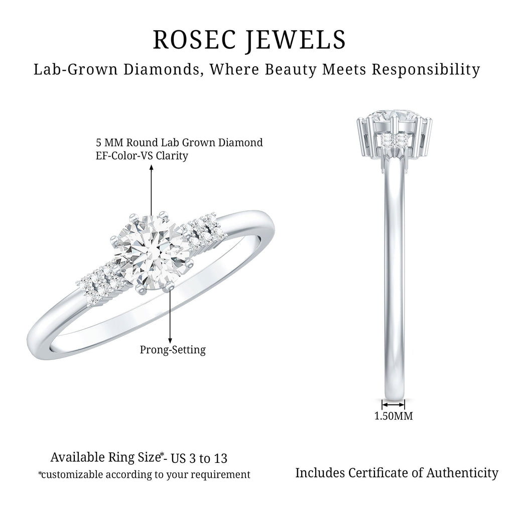 Certified 5 MM Lab Grown Diamond Non Traditional Engagement Ring