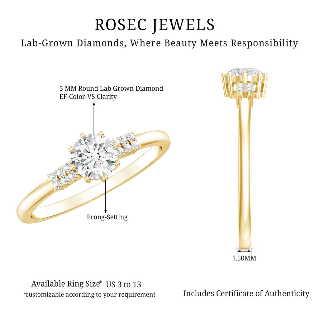 Certified 5 MM Lab Grown Diamond Non Traditional Engagement Ring