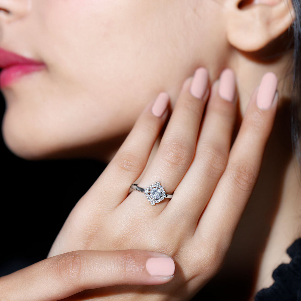 Certified 5 MM Lab Grown Diamond Unique Engagement Ring