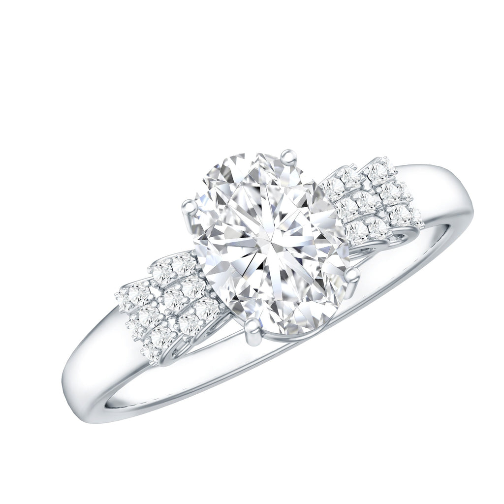 Certified 6X8 MM Oval Lab Grown Diamond Designer Engagement Ring
