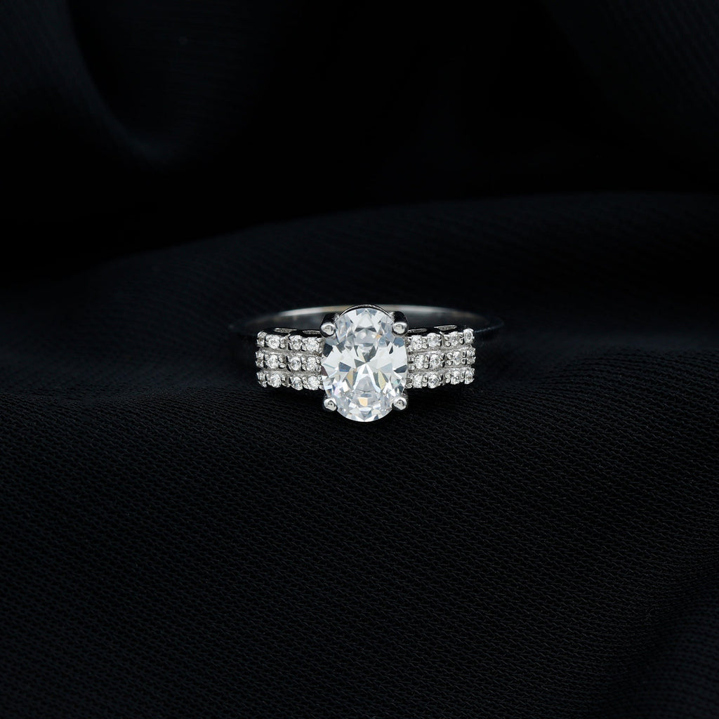 Certified 6X8 MM Oval Lab Grown Diamond Designer Engagement Ring