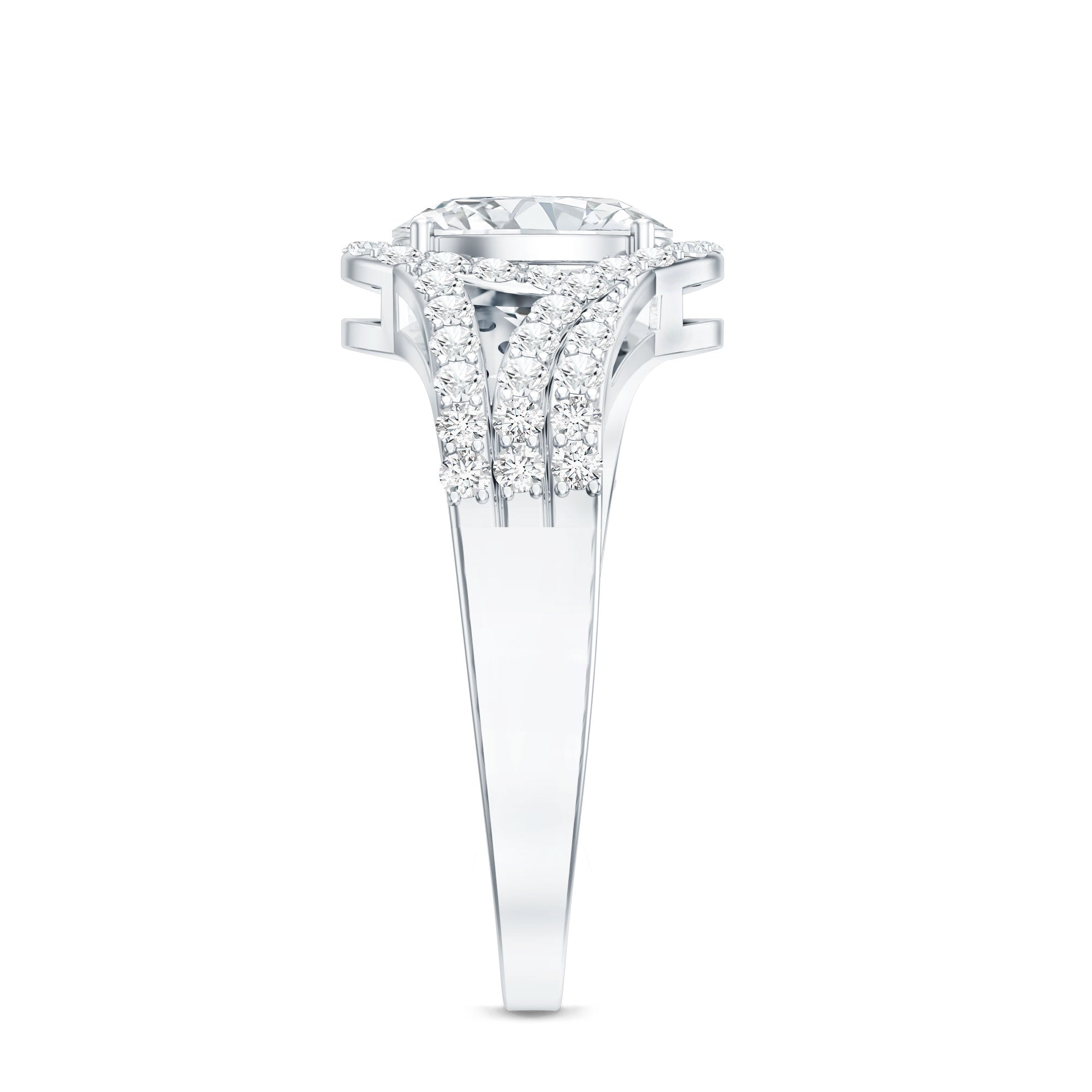 Certified 6X8 MM Oval Lab Grown Diamond Split Shank Engagement Ring