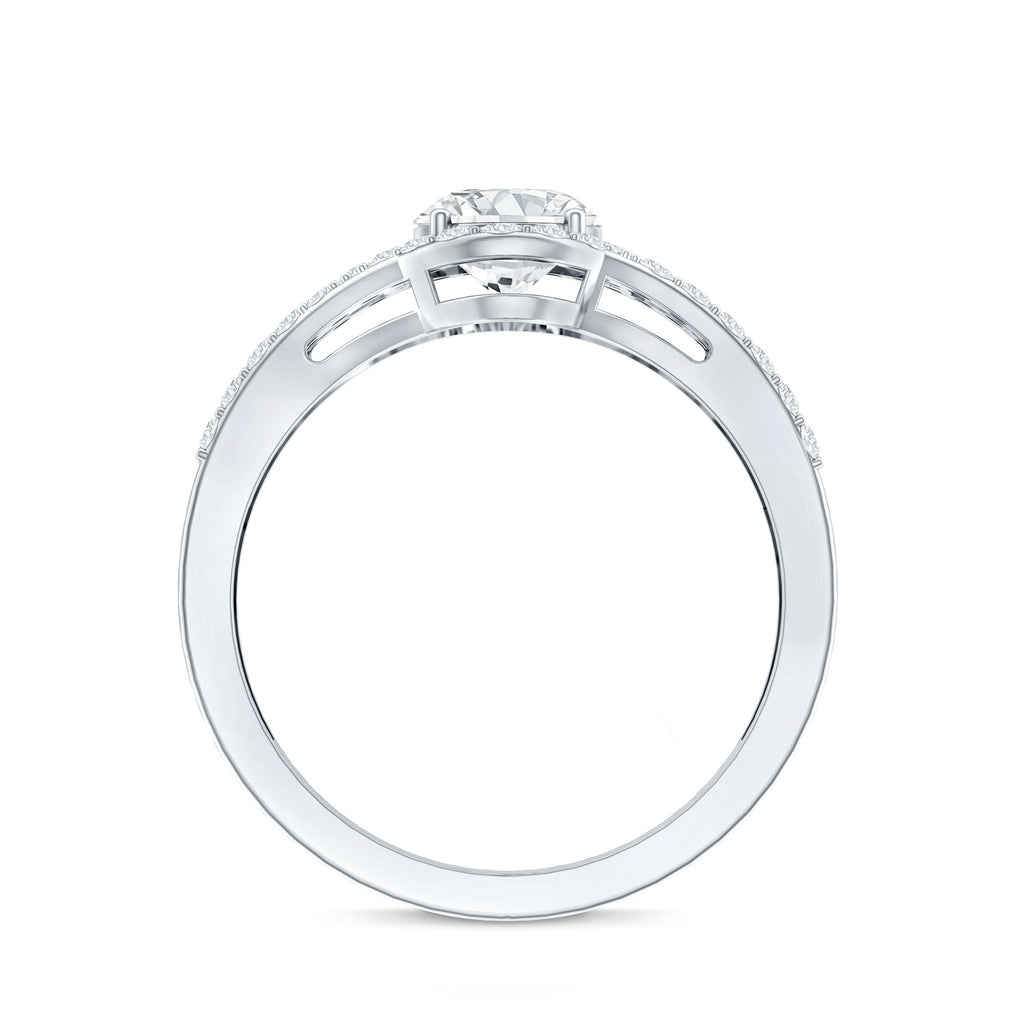 Certified 6X8 MM Oval Lab Grown Diamond Split Shank Engagement Ring