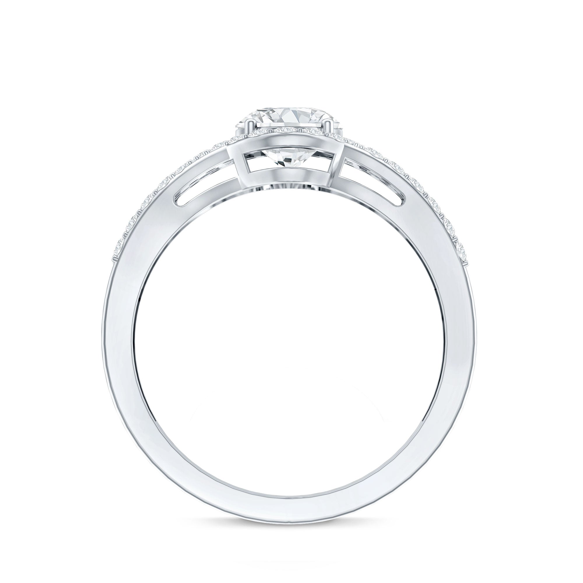 Certified 6X8 MM Oval Lab Grown Diamond Split Shank Engagement Ring