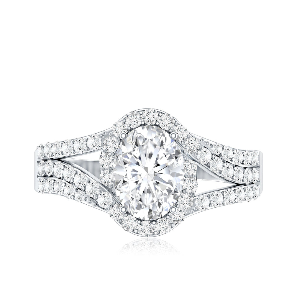 Certified 6X8 MM Oval Lab Grown Diamond Split Shank Engagement Ring