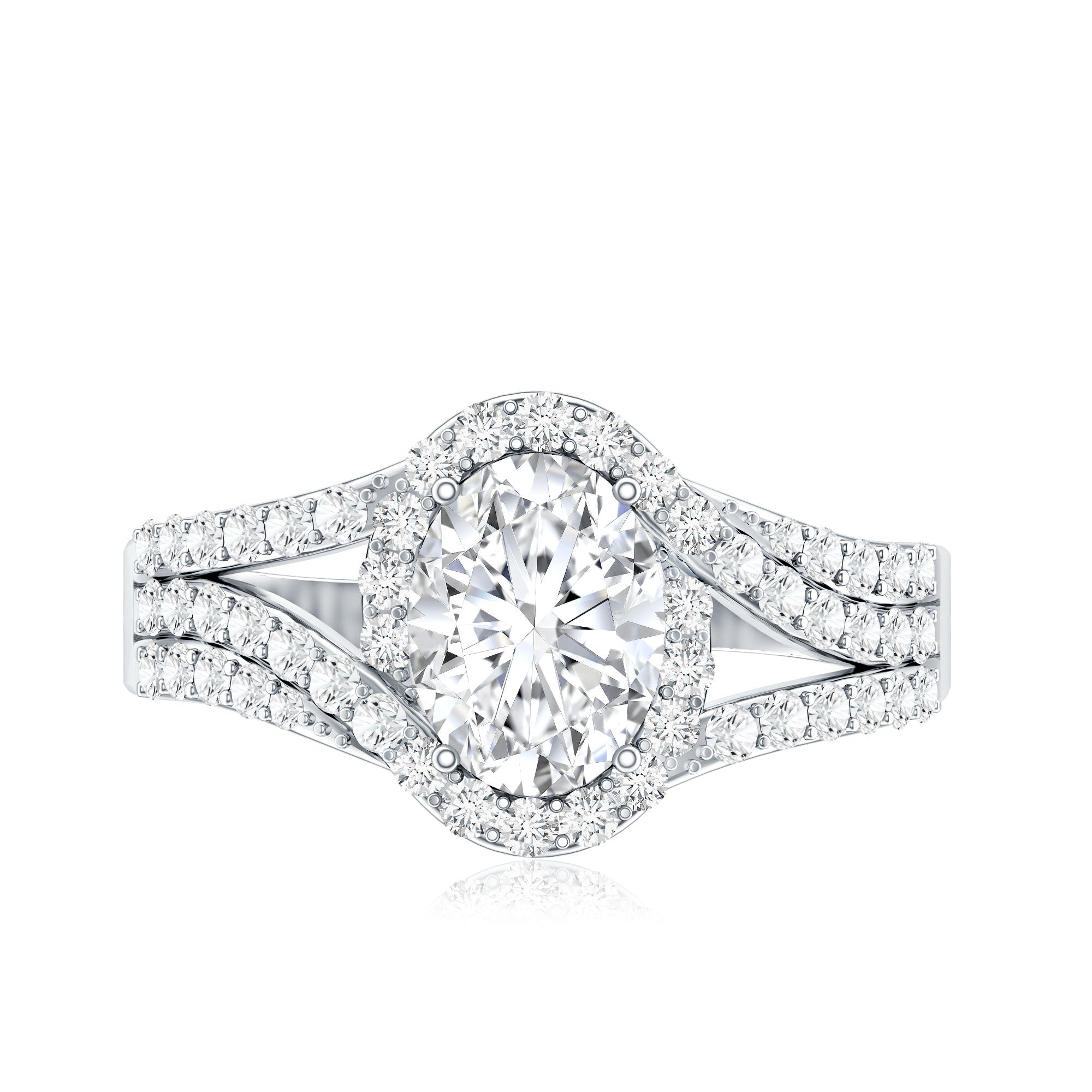 Certified 6X8 MM Oval Lab Grown Diamond Split Shank Engagement Ring