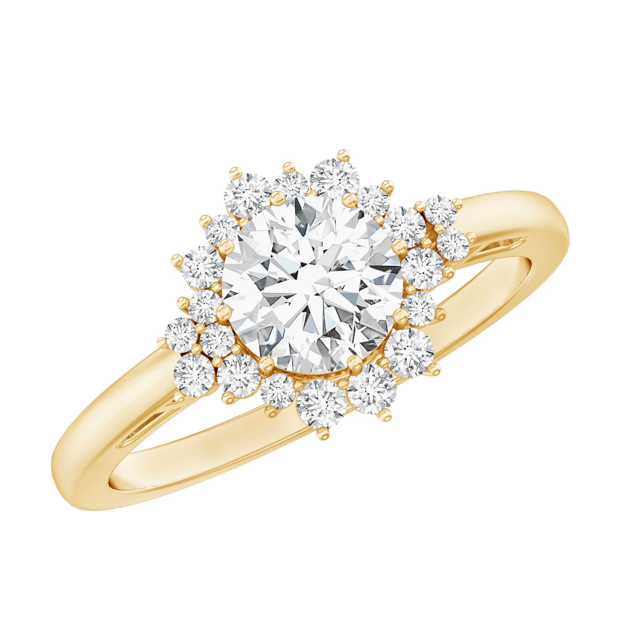 Certified 1 Carat Lab Grown Diamond Halo Engagement Ring
