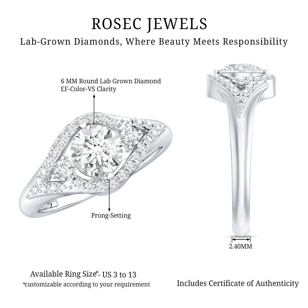 Certified 6 MM Lab Grown Diamond Classic Engagement Ring