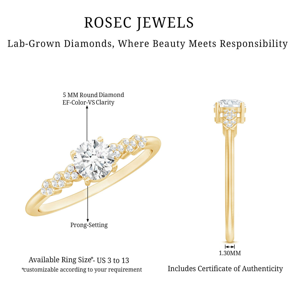 Certified 5 MM Lab Grown Diamond Designer Engagement Ring