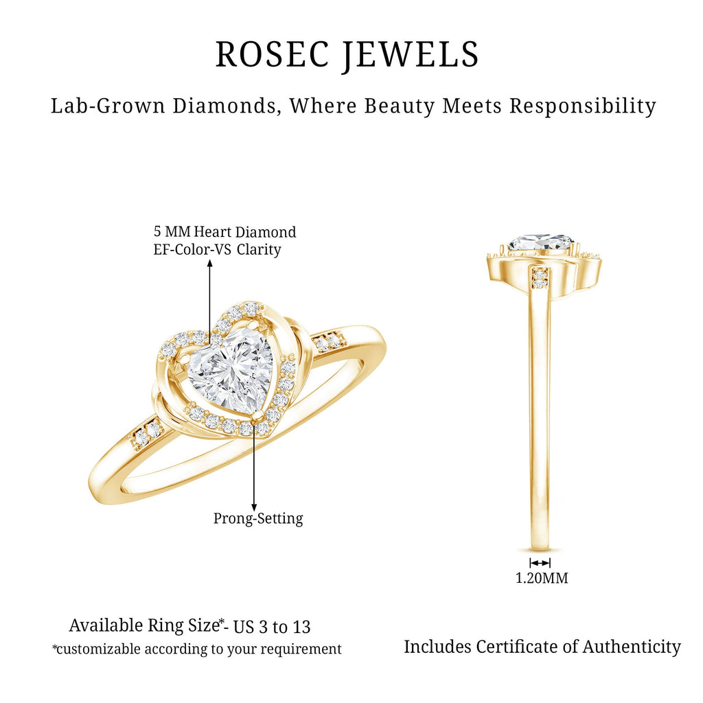 Certified Lab 5MM Heart Diamond Halo Engagement Ring
