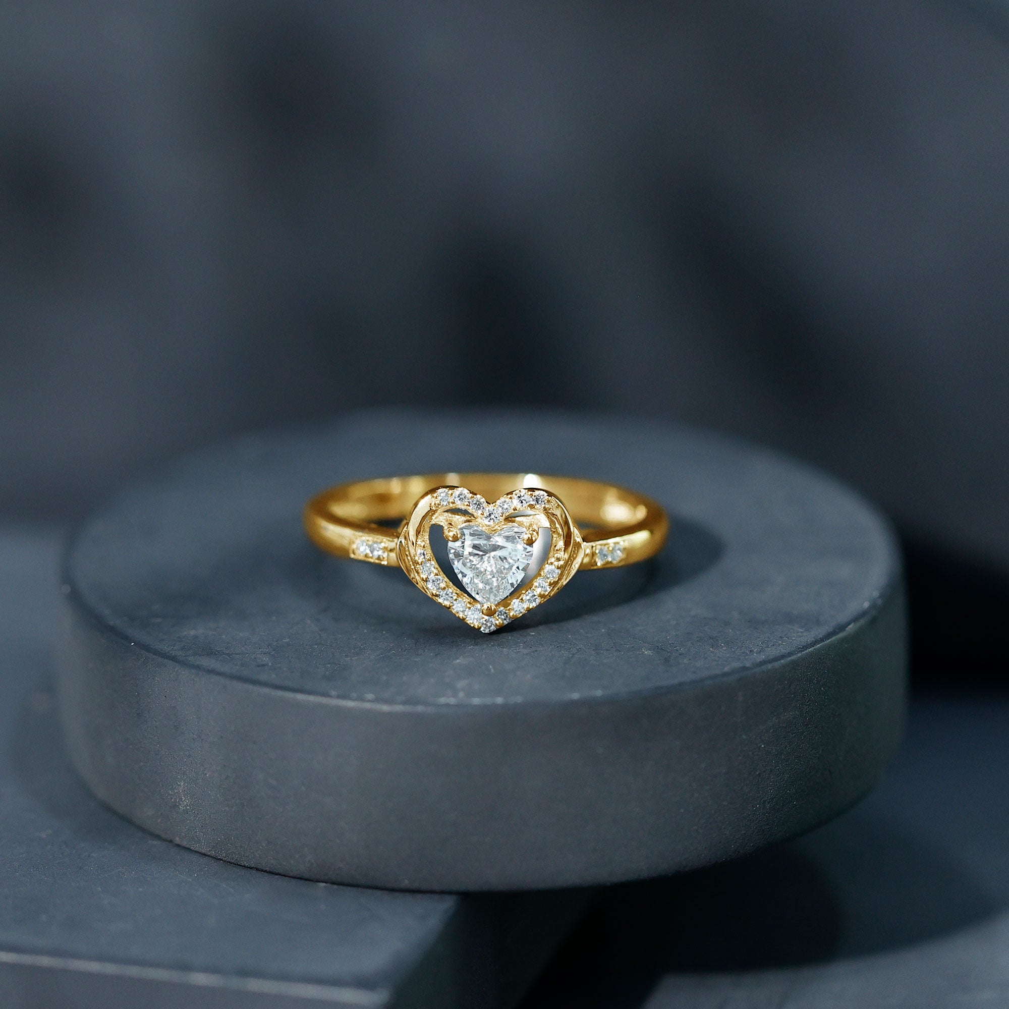 Certified Lab 5MM Heart Diamond Halo Engagement Ring