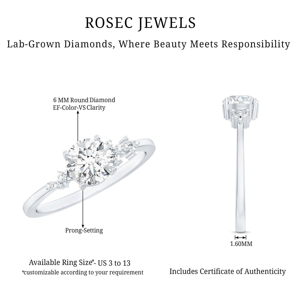 6 MM Lab Grown Diamond Solitaire Engagement Ring