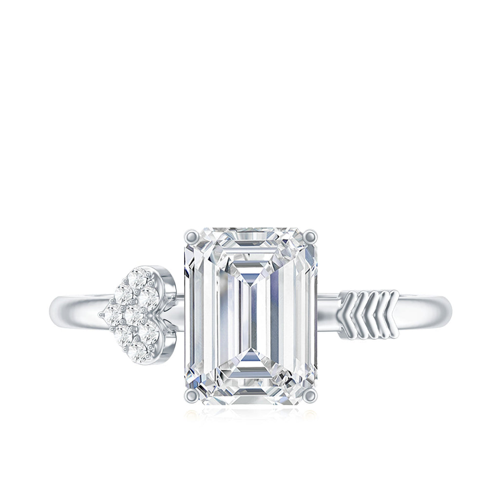 Lab Grown Diamond Emerald Cut Designer Engagement Ring