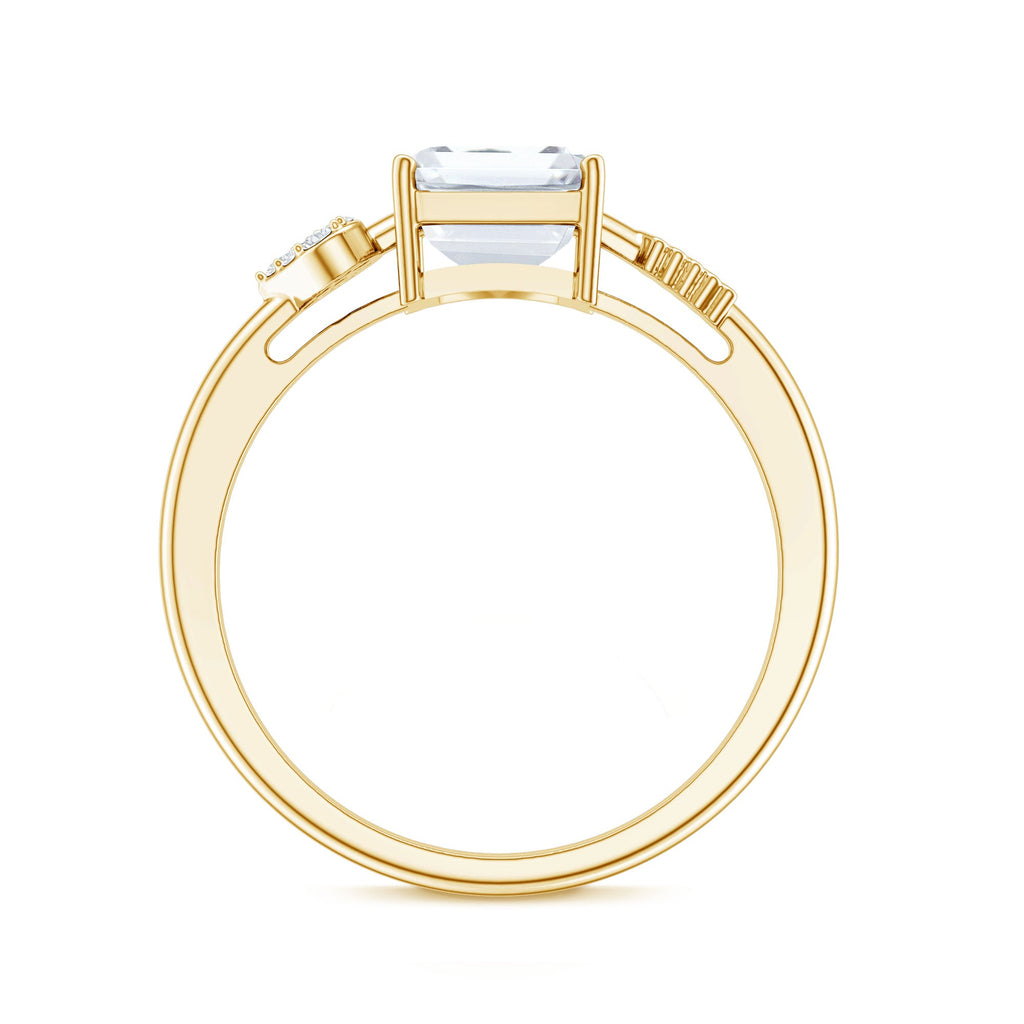 Lab Grown Diamond Emerald Cut Designer Engagement Ring