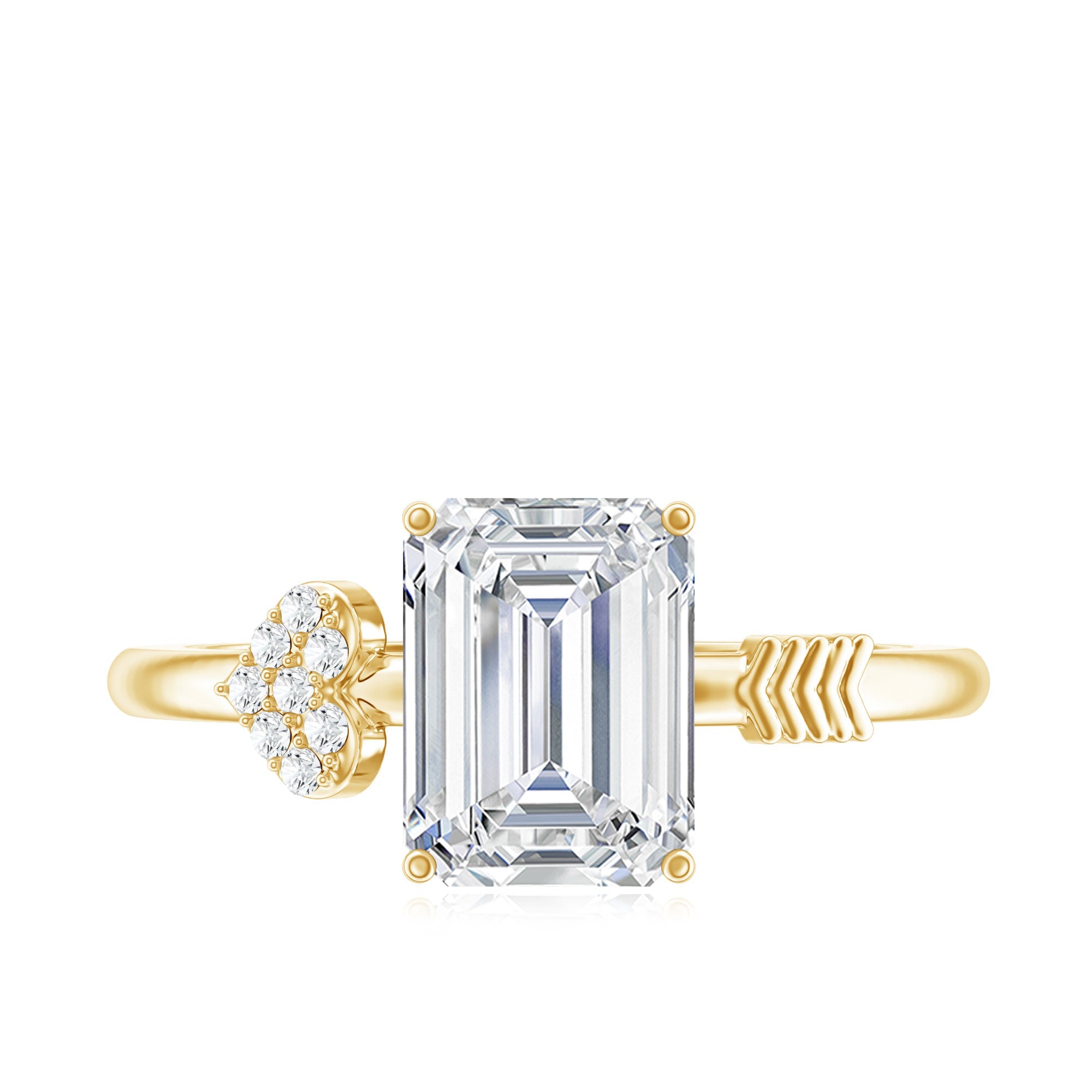 Lab Grown Diamond Emerald Cut Designer Engagement Ring