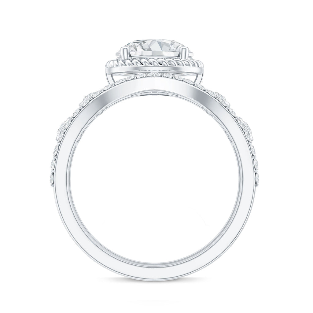Certified Lab Grown Diamond Solitaire Bridal Ring Set With Enhancer