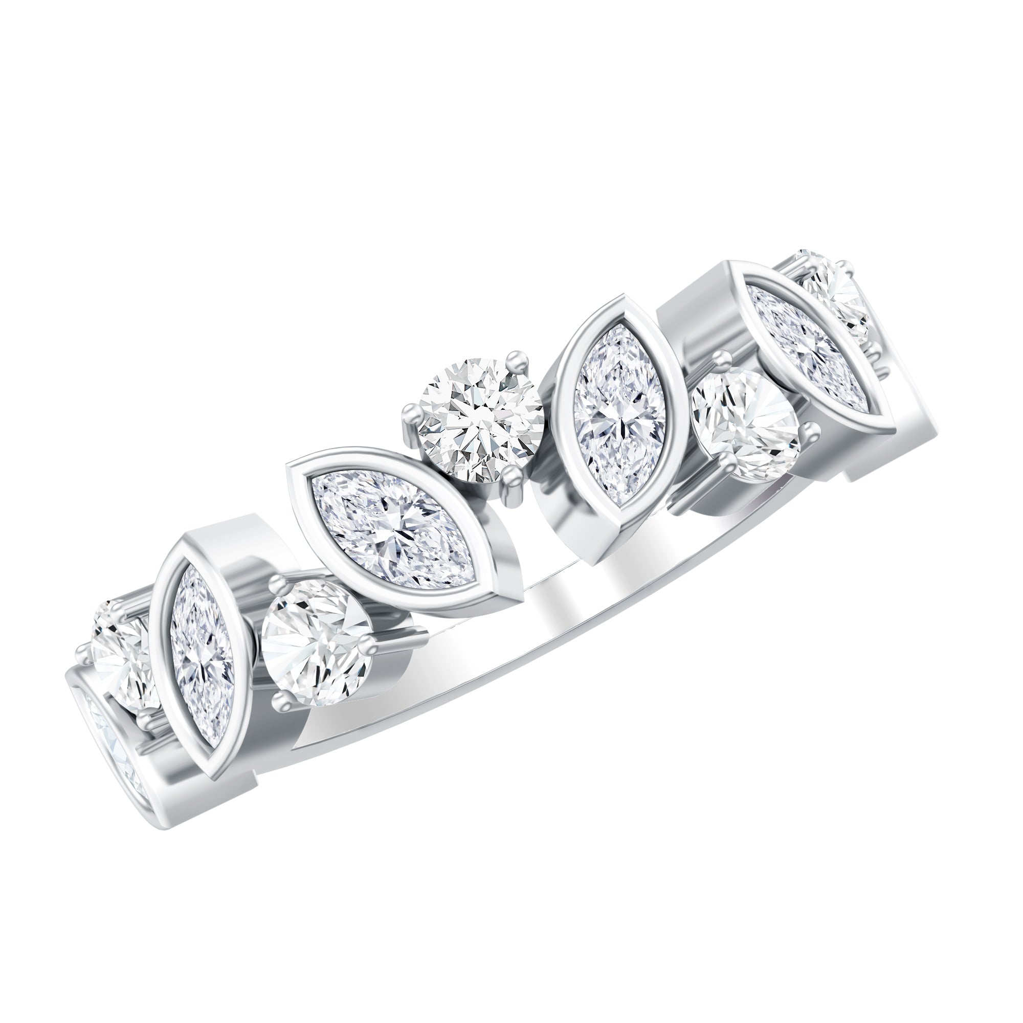Certified Lab Grown Diamond Half Eternity Anniversary Ring For Women