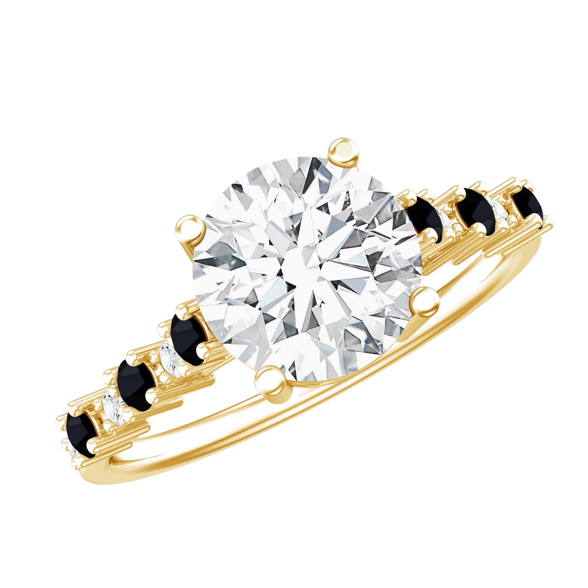 Lab Grown Diamond Designer Engagement Ring with Black Diamond