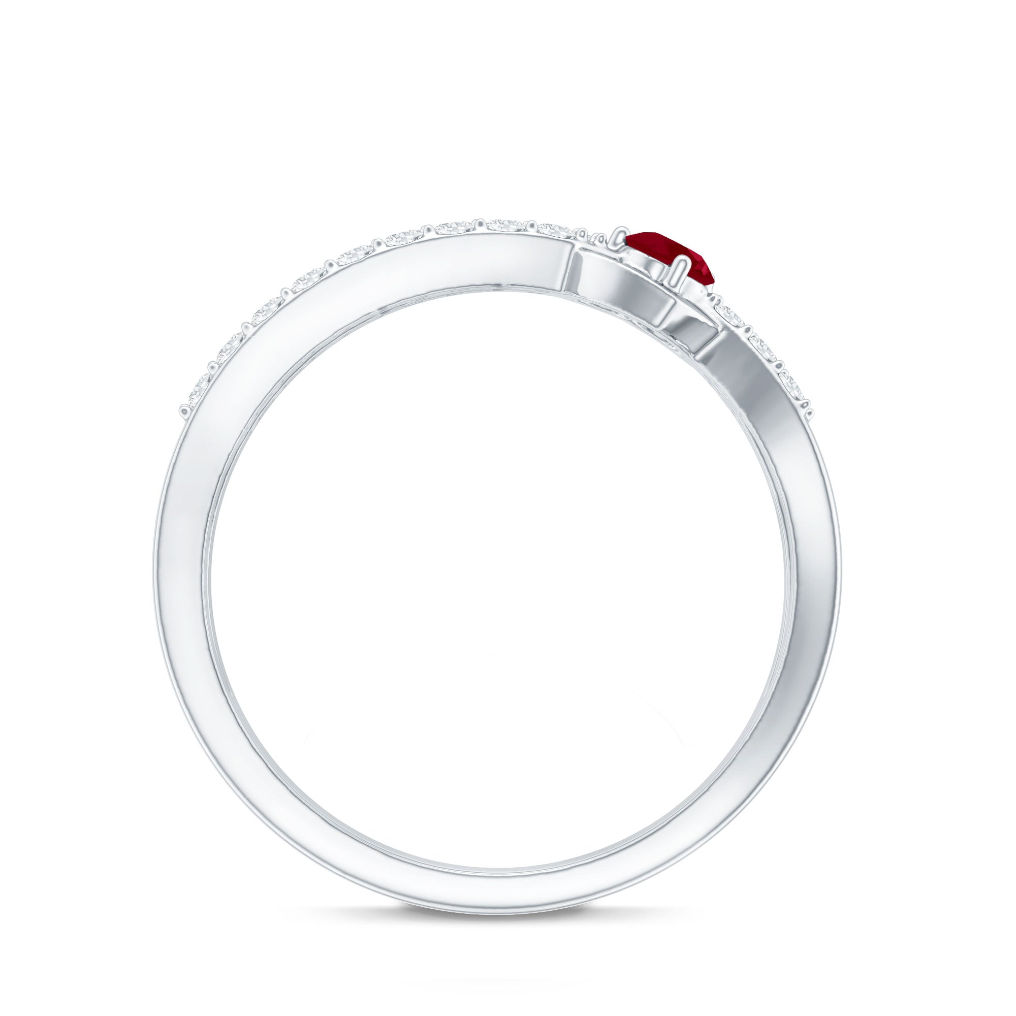 Natural Ruby Heart Promise Ring with Diamond Split Shank