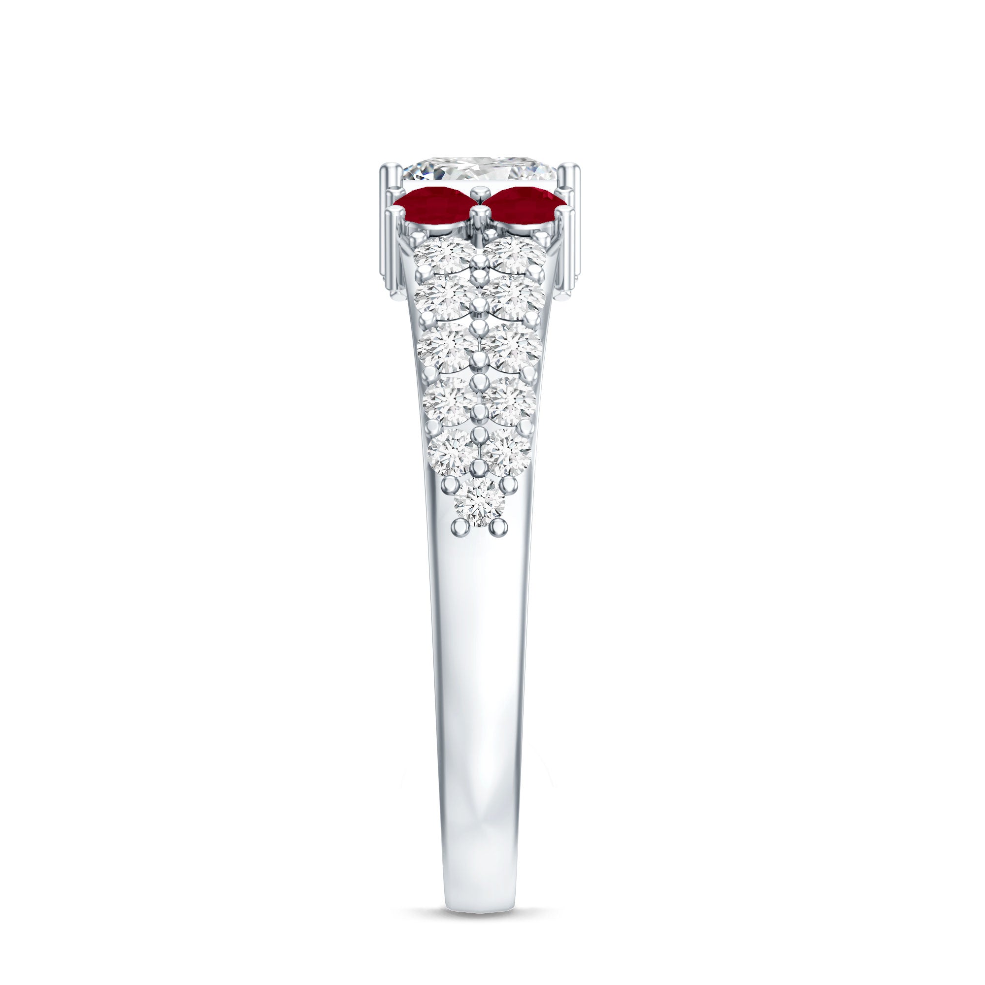 Lab Grown Diamond 5 MM Princess Cut Engagement Ring With Ruby