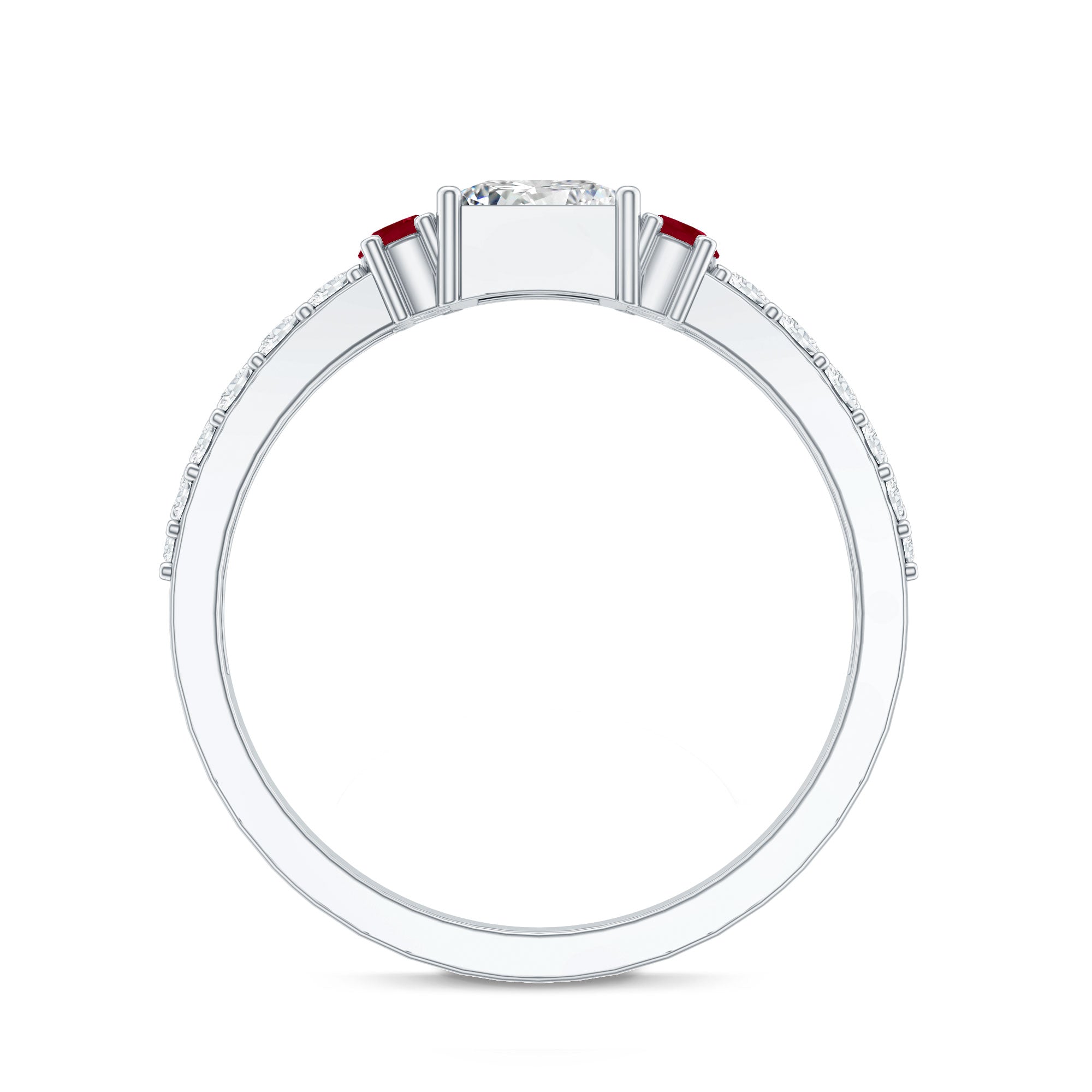 Lab Grown Diamond 5 MM Princess Cut Engagement Ring With Ruby