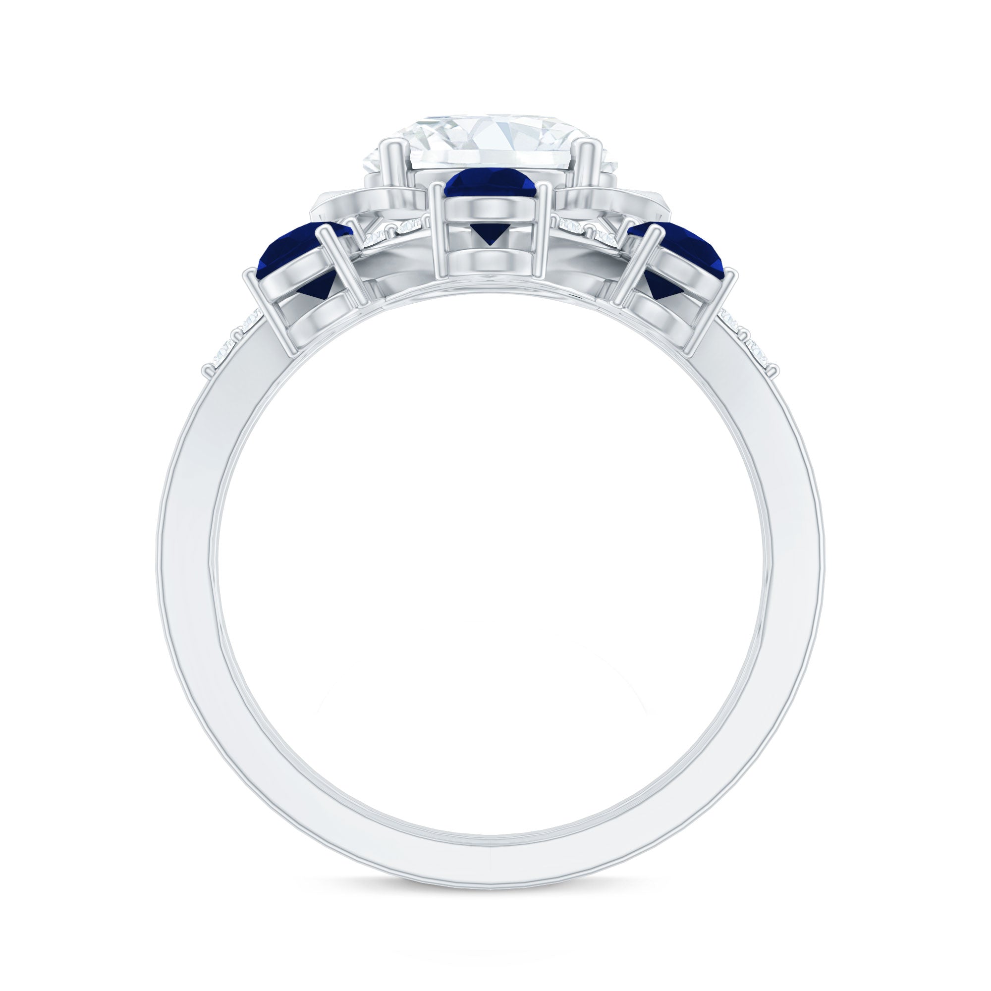 Certified Lab 2 Carat Diamond Engagement Ring With Blue Sapphire Enhancer