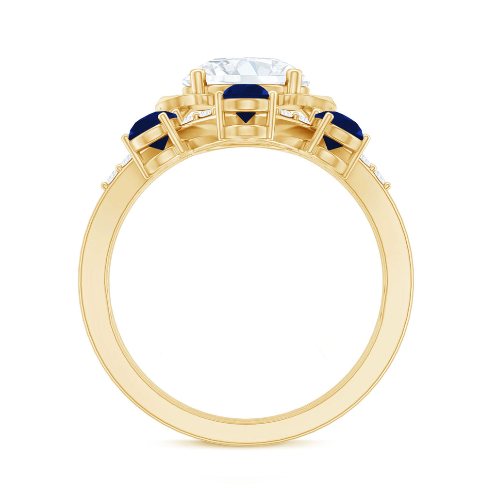 Certified Lab 2 Carat Diamond Engagement Ring With Blue Sapphire Enhancer