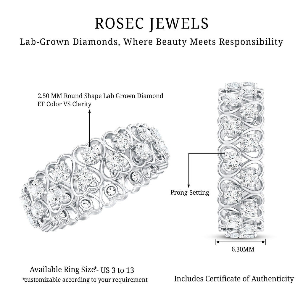 Certified Lab Grown Diamond Heart Eternity Band Ring