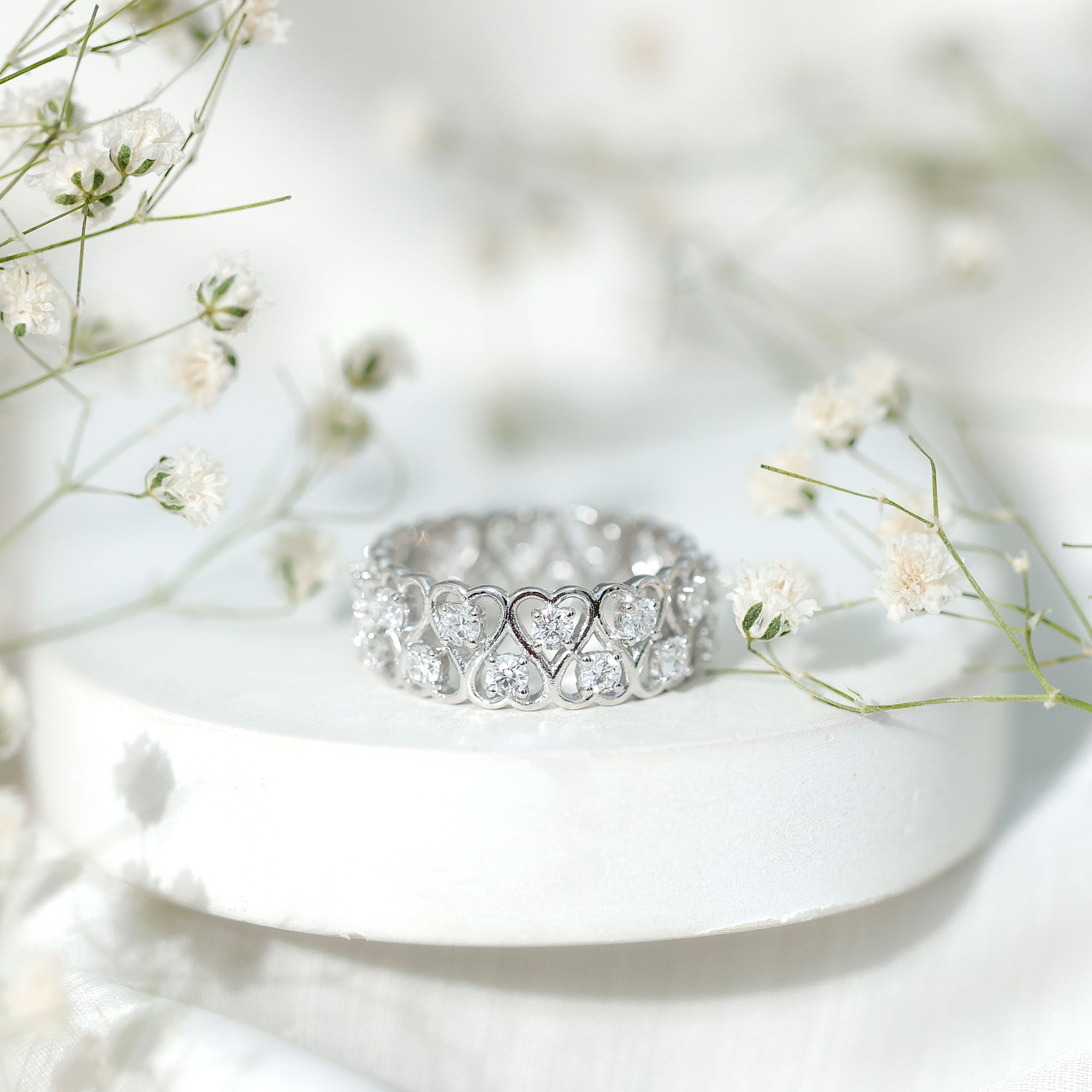 Certified Lab Grown Diamond Heart Eternity Band Ring