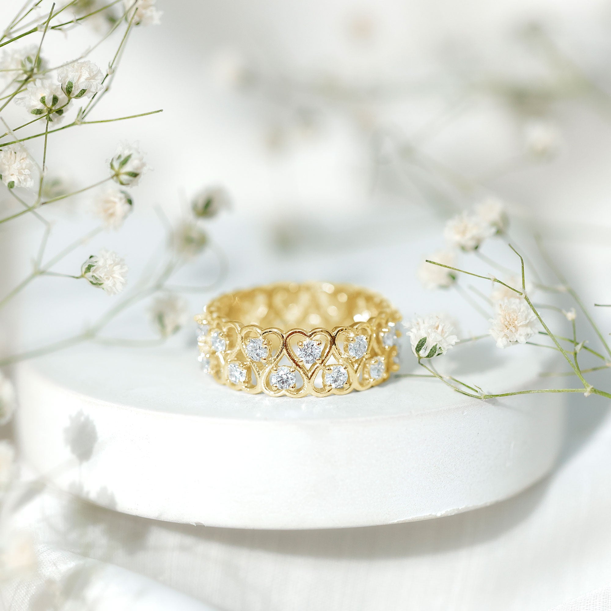 Certified Lab Grown Diamond Heart Eternity Band Ring