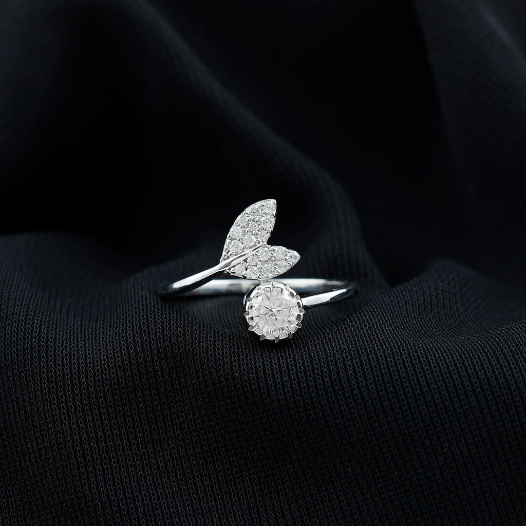 Certified 5 MM Round Lab Grown Diamond Tail Cuff Ring