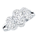 Certified Oval Lab Grown Diamond Three Stone Engagement Ring
