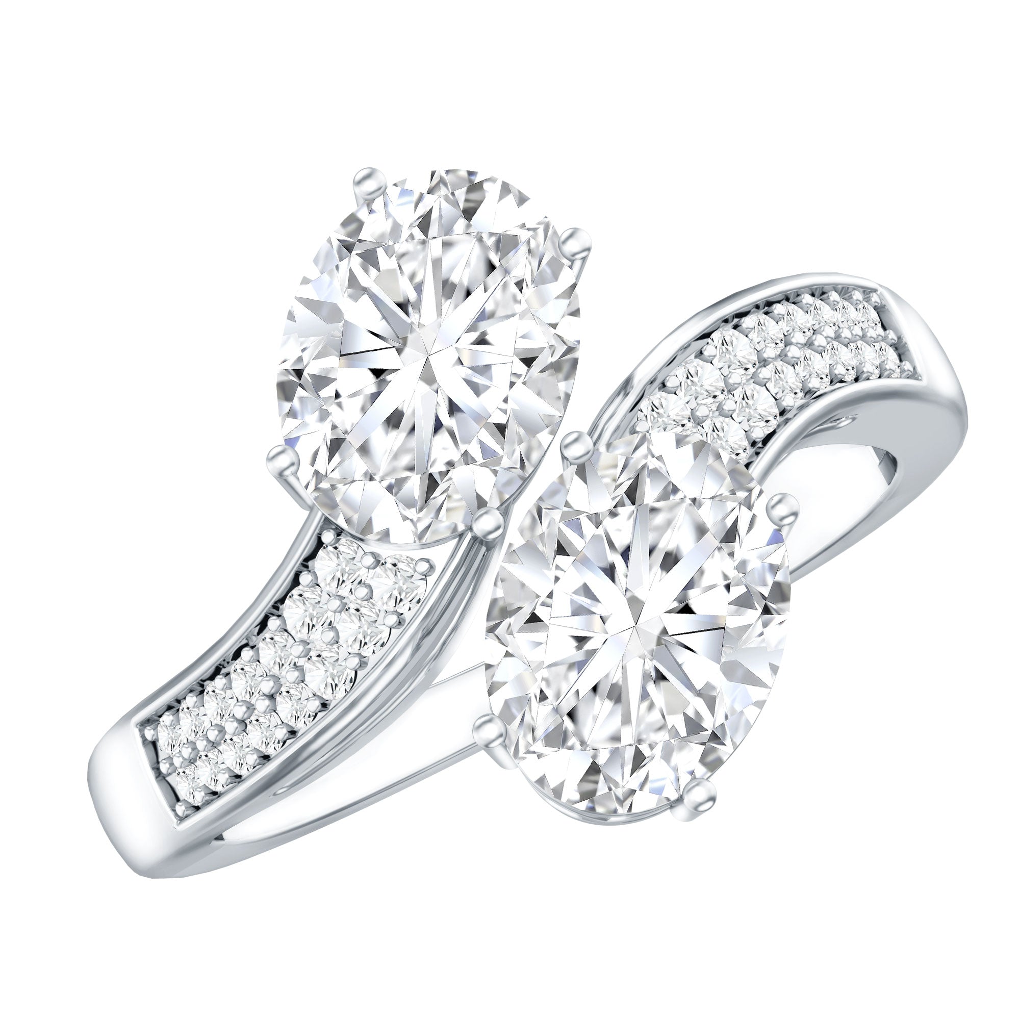 Certified Lab Grown Diamond Designer 2 Stone Engagement Ring