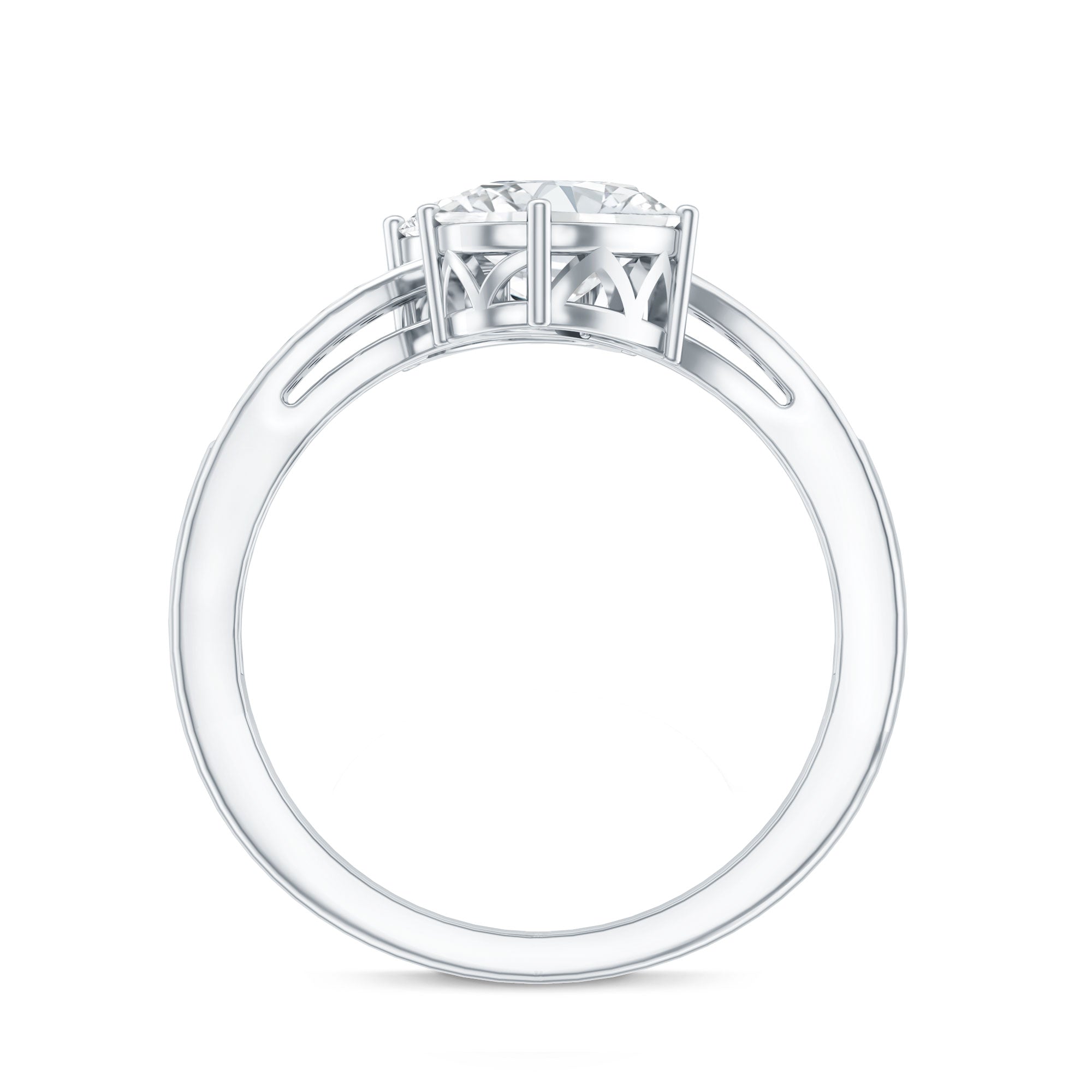 Certified Lab Grown Diamond Designer 2 Stone Engagement Ring