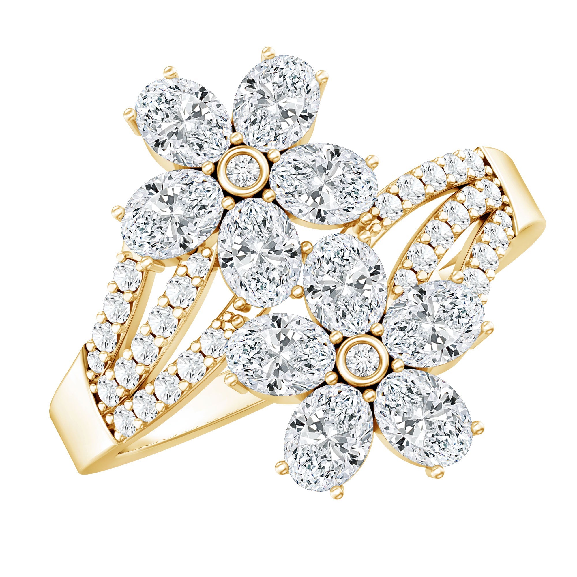 Certified Lab Grown Diamond Flower Engagement Ring For Women