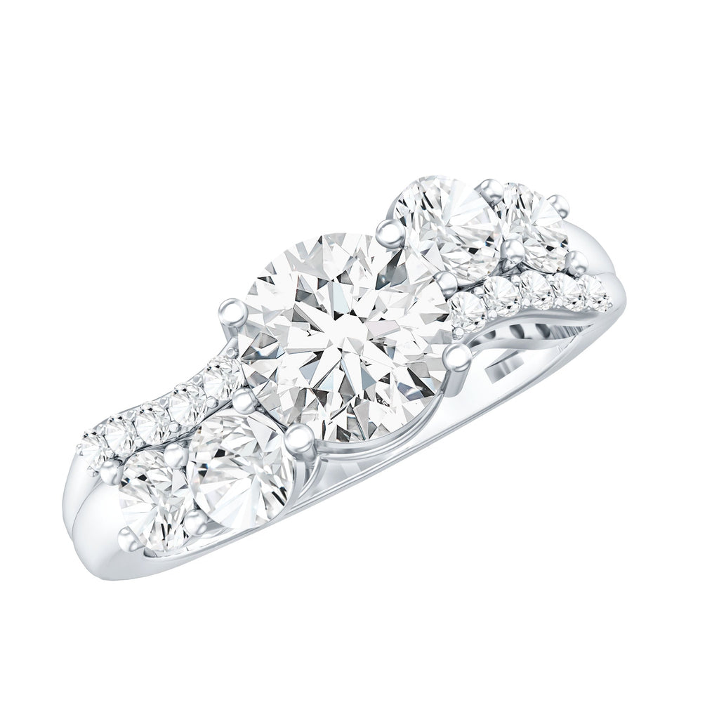 Certified Lab 7 MM Round Diamond Designer Engagement Ring