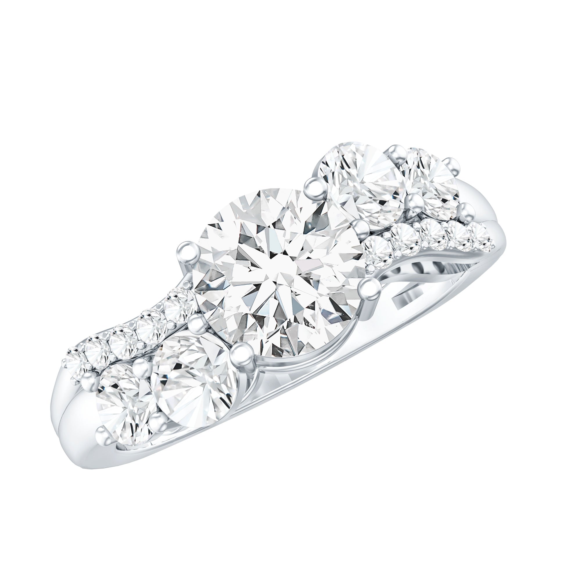 Certified Lab 7 MM Round Diamond Designer Engagement Ring