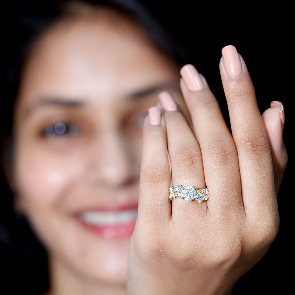 Certified Lab 7 MM Round Diamond Designer Engagement Ring