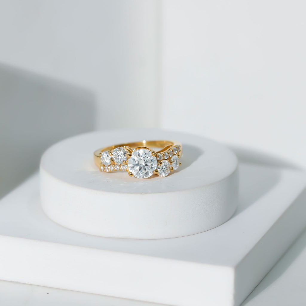 Certified Lab 7 MM Round Diamond Designer Engagement Ring