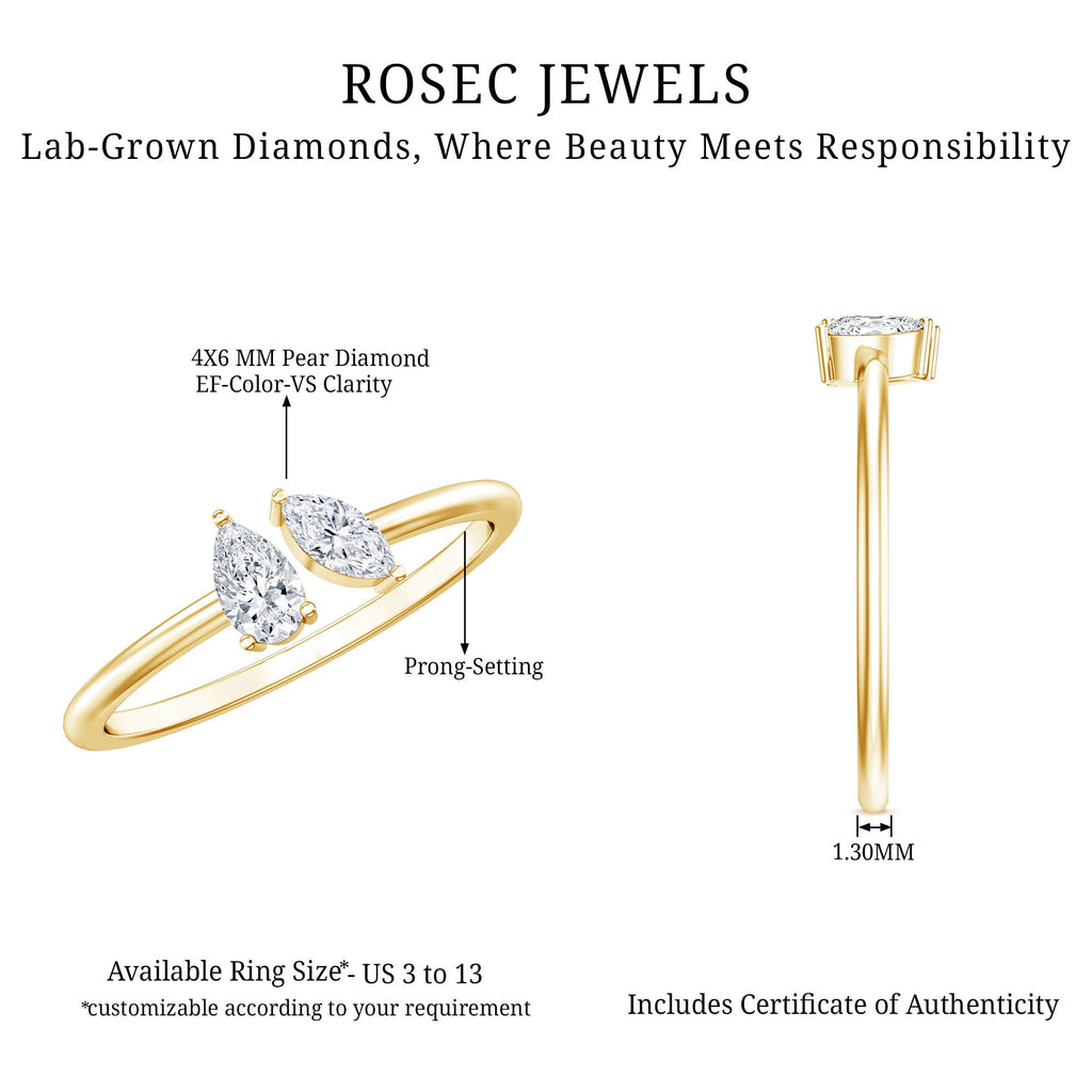 Certified Lab Grown Diamond Two Stone Promise Ring